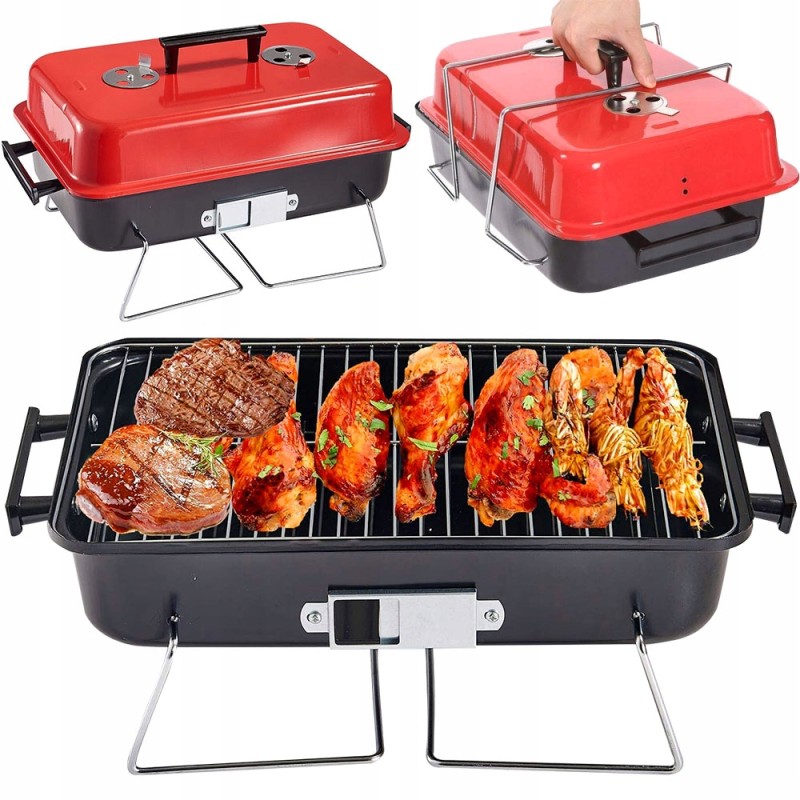 Turistinė nešiojama anglių kepsninė, sulankstoma kempingo kepsninė, erdvus lagaminas