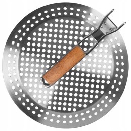 Grilio keptuvė, skirta kepti ant grotelių, lėkštė, perforuotas lapas, krepšelis