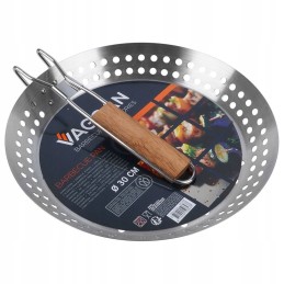 Grilio keptuvė, skirta kepti ant grotelių, lėkštė, perforuotas lapas, krepšelis