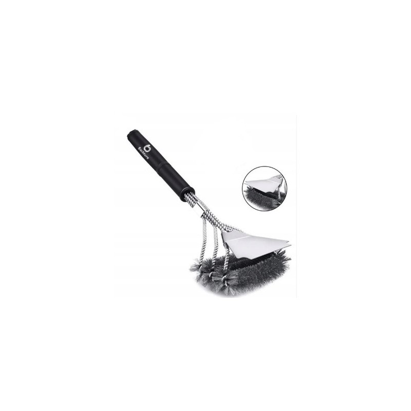 Nerūdijančio plieno grotelių valymo šepetys ir grandiklis