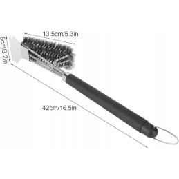 Plieninis grotelių valymo šepetys su grandikliu