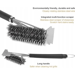 Plieninis grotelių valymo šepetys su grandikliu