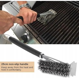 Plieninis grotelių valymo šepetys su grandikliu