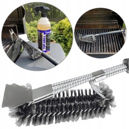 ️Nerūdijančio plieno grotelių valymo šepetėlis + grilio valymo skystis premium komplektas ️