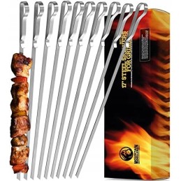 Grilio iešmeliai 10 nerūdijančio plieno grilio iešmelių 43 cm