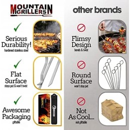 Grilio iešmeliai 10 nerūdijančio plieno grilio iešmelių 43 cm