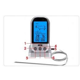 Belaidis rūkyklos grilio termometras namuose LCD
