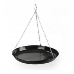 Enameled campfire pan on chain