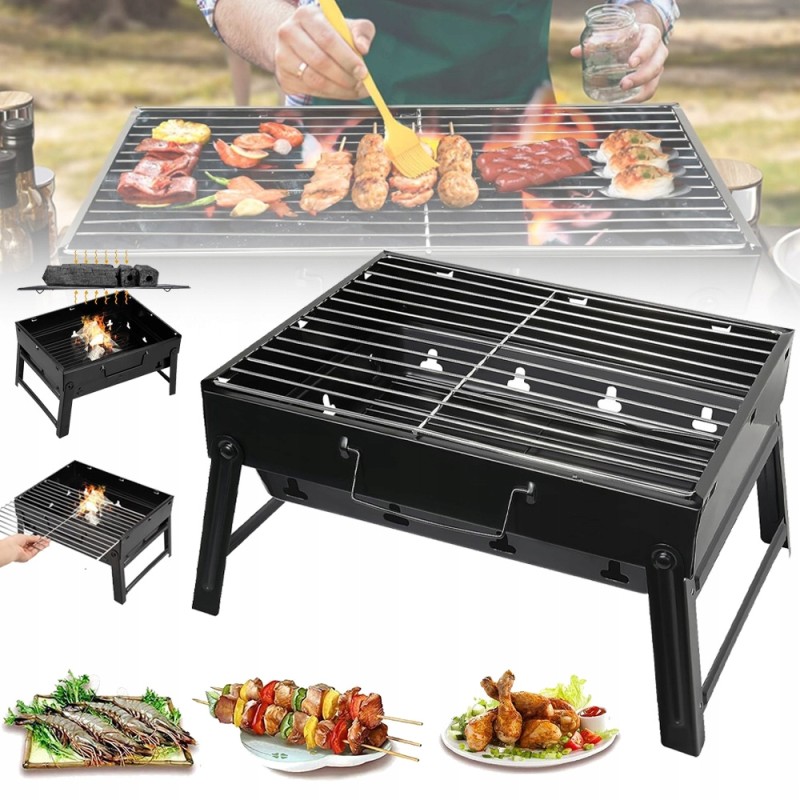 Sulankstomas grilis, nešiojamas lagaminas, kepsninė su anglimi
