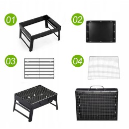 Sulankstomas grilis, nešiojamas lagaminas, kepsninė su anglimi