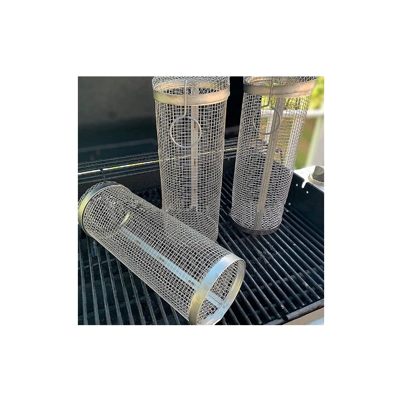 Grilio grotelės, grilio krepšelis, rinkinys iš 3 vnt.