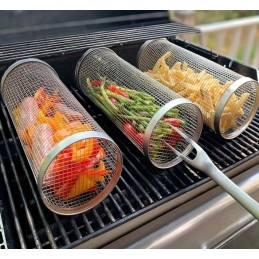 Grilio grotelės, grilio krepšelis, rinkinys iš 3 vnt.