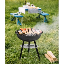 Apvalios sodo anglies kepsninės su pelenų keptuvės dangčiu