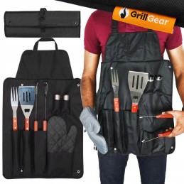 ✴️ 7 priedų rinkinys, indai, kepsninės ir kepsninės įrankiai, prijuostė