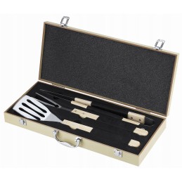 Grilio reikmenų rinkinys medinėje dėžutėje