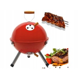 Kupolinis grilis, uždaras, sodo grilis su dangčiu, raudoni anglies briketai