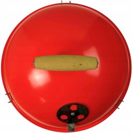 Kupolinis grilis, uždaras, sodo grilis su dangčiu, raudoni anglies briketai