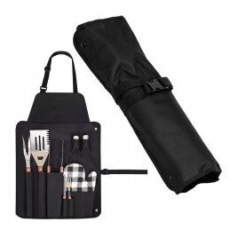 Grilio prijuostė + aksesuarai 8 vnt. didelės komplektacijos pirštinių mentelė ir žnyplės