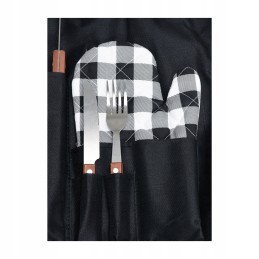 Grilio prijuostė + aksesuarai 8 vnt. didelės komplektacijos pirštinių mentelė ir žnyplės