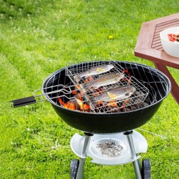 Grilio grotelės mėsai, žuviai, daržovėms kepti, uždaras krepšelis, plieninės grilio grotelės