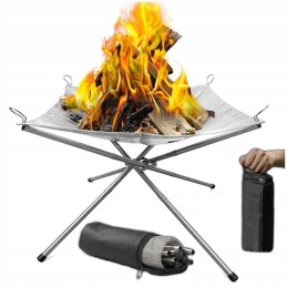 Sodo laužavietė laužui, nerūdijančio plieno turistinė kepsninė, sulankstomas komplektas