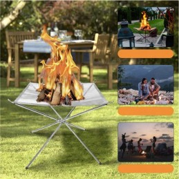 Sodo laužavietė laužui, nerūdijančio plieno turistinė kepsninė, sulankstomas komplektas