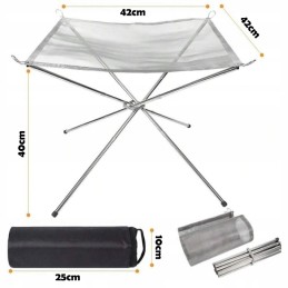 Sodo laužavietė laužui, nerūdijančio plieno turistinė kepsninė, sulankstomas komplektas