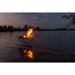 Sodo laužavietė laužui, nerūdijančio plieno turistinė kepsninė, sulankstomas komplektas