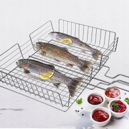 Grilio grotelės mėsai, žuviai, daržovėms kepti, uždaras krepšelis, plieninės grilio grotelės