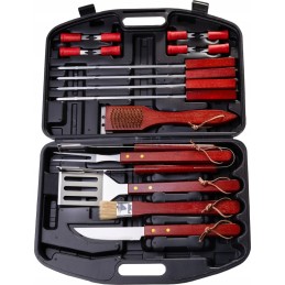 Grilio įrankių rinkinys, bbq grilio įrankiai, lagaminas, 19 vnt