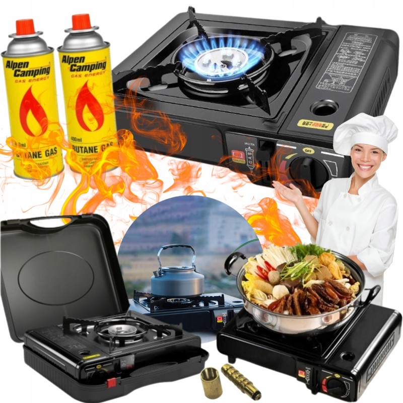 Mažas dujinis grilis, nešiojamas turistinis sodo dangtis, 2 x nemokamos dujos