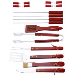 Grilio įrankių rinkinys, bbq grilio įrankiai, lagaminas, 19 vnt