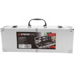 Grilio įrankių rinkinys, bbq grilio įrankiai, lagaminas, 12 vnt