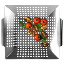 Steel barbecue grill basket 34.5 x 30.5