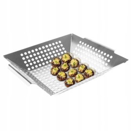 Steel barbecue grill basket 34.5 x 30.5