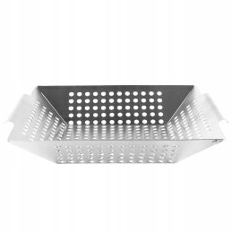 Steel barbecue grill basket 34.5 x 30.5