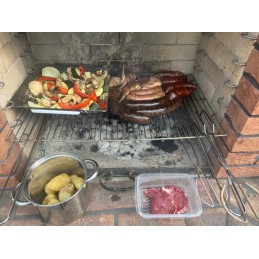 Steel barbecue grill basket 34.5 x 30.5