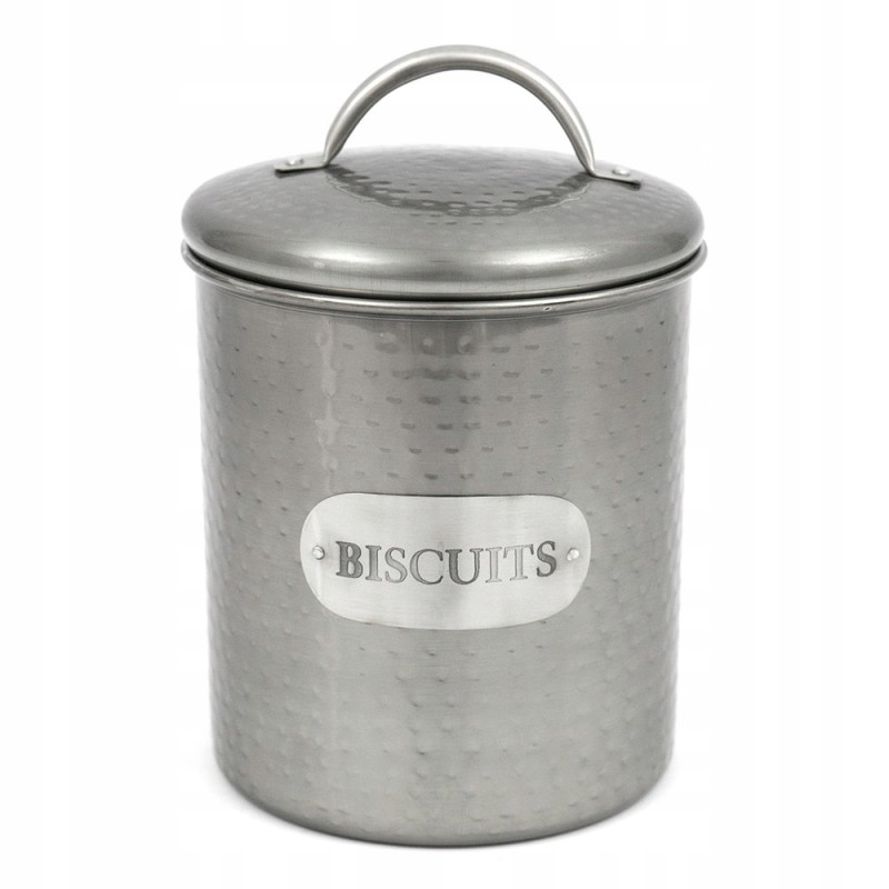 Sidabrinės pilkos spalvos sausainių indelis, 17 cm