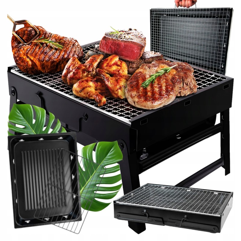nešiojamas sulankstomas anglinis turistinis grilis su sodo lagaminu