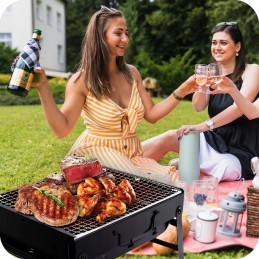 nešiojamas sulankstomas anglinis turistinis grilis su sodo lagaminu