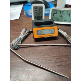 Belaidis✅dvigubas✅termometras su signalizacija ir įkišamais zondais. modelis: th-102