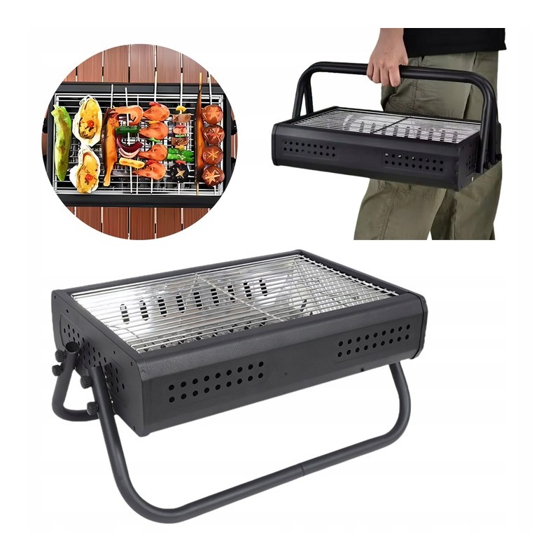 Sodo vakarėlio kepsninė su anglimis 48 x 28 cm, lagaminas, sulankstomas, apie 36 cm