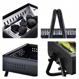 Sodo vakarėlio kepsninė su anglimis 48 x 28 cm, lagaminas, sulankstomas, apie 36 cm