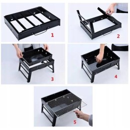 Turistinis grilis su anglimis, nešiojamas lagaminas, grotelės