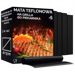 Rinkinyje 10 vienetų tefloninio grilio kilimėlio 40 x 33 cm