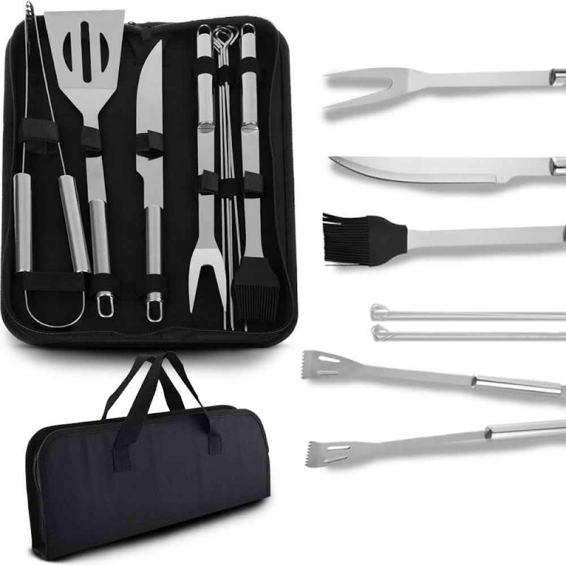 Kepsninės komplektas, žnyplės, nerūdijančio plieno indai, dėklas, 9 vnt