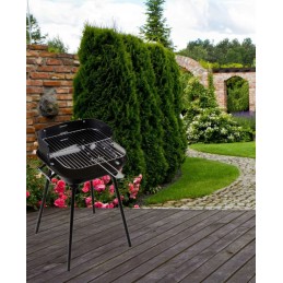 Nešiojama anglies kepsninė su reguliuojamomis grotelėmis