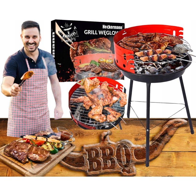 Sulankstomas, turistinis, metalinis sodo grilis su anglimis, arklidė, didelės grotelės