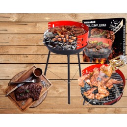 Sulankstomas, turistinis, metalinis sodo grilis su anglimis, arklidė, didelės grotelės