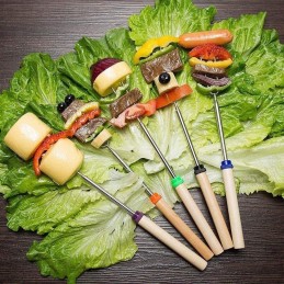 8 teleskopinių grilio iešmelių rinkinys šakutės + maišelis